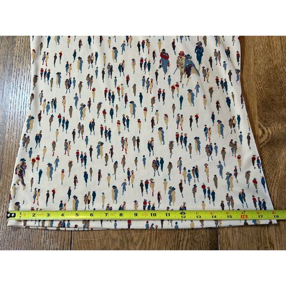 Vintage Mardi Modes NYC Tan Blouse People Strolling Ruffle Neck + Tie Sz 10 - Picture 7 of 7